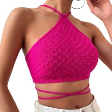 Imagem de Cropped Top Amarração Cruzada Frente Única Tricot - FIORELLA TRICOT, R