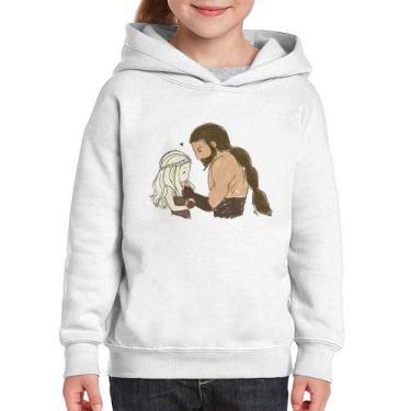 Imagem de Moletom Infantil Khal Drogo e Daenerys Targaryen - Foca na Moda, Branc