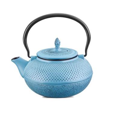 Imagem de Chaleira Ferro Fundido Com Peneira Inox 1,5 Litros Azul Mta