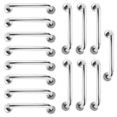 Imagem de Barra de Apoio Alça Inox 40cm Kit 15 Unidades Banheiro Idoso Cadeirante Deficiente Acessibilidade Corrimao Escada Suporte Resistente