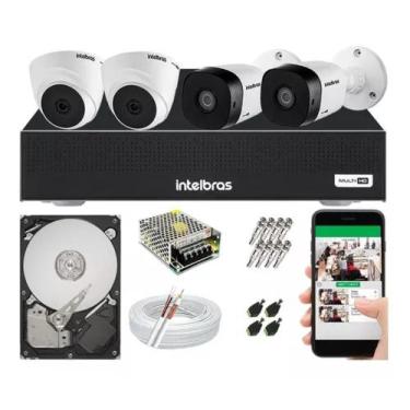 Imagem de Kit 4 Câmeras Intelbras Multi Hd Dvr 4 Canais C/ Hd Completo