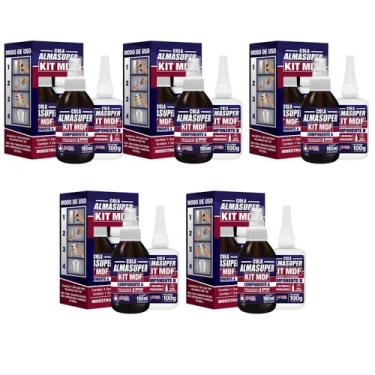Imagem de 5 Kit Mdf Cola Instantânea + Catalisador Acelerador 190ml Almasuper - 