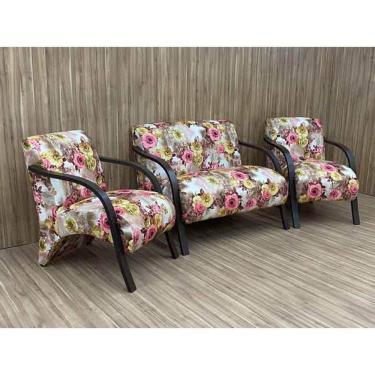 Imagem de Conjunto Poltronas Braço Madeira Floral 66 México