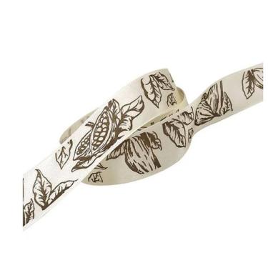 Imagem de Fita de cetim Flor de Cacau Off White e Marrom 22 mm COR 286 10 mt Fit