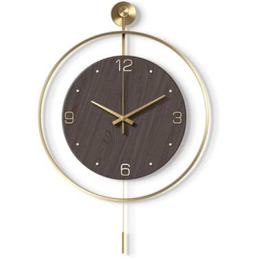 Imagem de Relógios de parede grandes para decoração de sala de estar, relógio de parede operado por bateria, relógio de quartzo de metal decorativo moderno com pêndulo para quarto, escritório, cozinha,