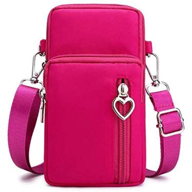 Imagem de Bolsa para celular carteira transversal bolsa de ombro braçadeira para Samsung A20 A21 A11 A50 Note 20 Ultra S20 Ultra 5G S20 Plus LG V60 ThinQ Stylo 6, 5 K51 Moto G Stylus G7 Power (vermelho rosa)