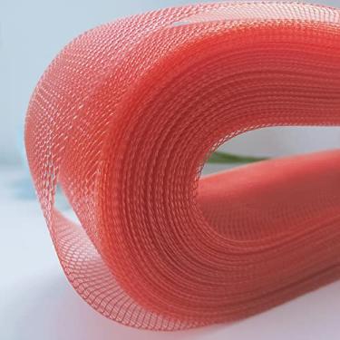 Imagem de Warmadorn Trança de crina de cavalo de poliéster rígido de 7,6 cm para costura de desossar de poliéster vestido de noiva saia de dança vestidos acessórios de modelagem (7,6 cm, vermelho)