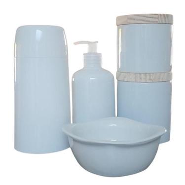 Imagem de Kit higiene bebê 5 peças - Garrafa térmica, potes, porta álcool e molh