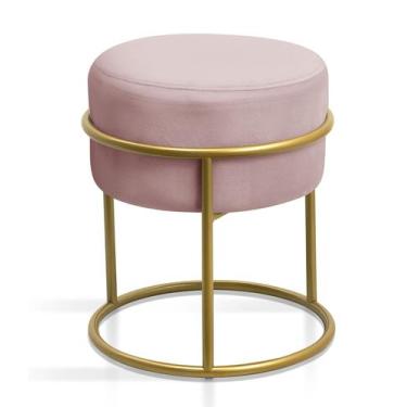 Imagem de Banqueta para Quarto Sala Penteadeira Decoração Argola de Ferro Dourad