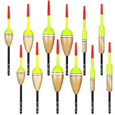Imagem de Sonwyoung 12 peças boia de pesca boia bobber madeira vara de pesca slip slip balsa bobber em 6 tamanhos para Crappie Bluegill truta robalo panfish peixe-gato Walleye equipamentos acessórios (X-1, X-2,