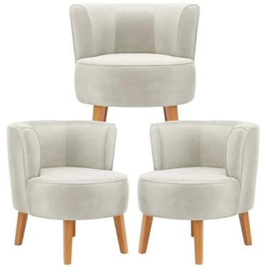 Imagem de Kit 3 Poltronas Decorativa para Sala de Estar Confortável Reforçado MOBLAN decor (Bege)