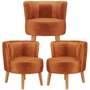 Imagem de Conjunto 3 Poltronas Aconchegante para Sala de jantar Moderna Reforçado MOBLAN decor (Terracota)