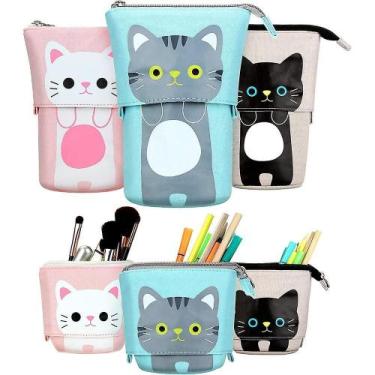 Imagem de Porta-Lápis Wokex Transformer - Suporte de Lona PU com Gato - 3 Peças
