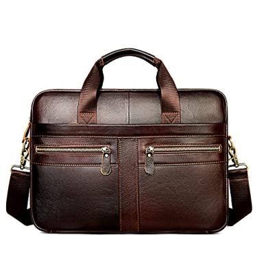 Imagem de Mala de couro vintage de 15,3 polegadas, saco de laptop, crossbody masculino Apropriado como um presente de saco de viagem para namorados/pais/maridos (Dark brown)