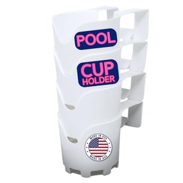 Imagem de Porta-copos de piscina Storage Theory – Suporte de copo de piscina com clipe para piscinas acima do solo - serve em trilhos redondos de 5 cm ou menos - Suporte para bebidas, telefone e acessórios