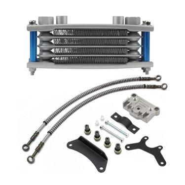 Imagem de ABCERRSI Radiador de óleo de motocicleta, radiador de resfriamento do motor compatível com quadriciclo de 50cc 70cc 90cc 110cc 125cc 140cc Go Kart Off Road - azul