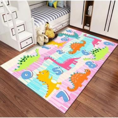 Imagem de Tapete Quarto Belga Infantil 1,00x1,40 kids (Dinossauros Rosa)