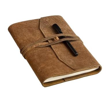 Imagem de Caderno de couro recarregável – caderno plano, diário feito à mão em couro para homens e mulheres, presente para diário de viagem, caderno de desenho criativo e arte para escrever, grande, 15 x 20 cm,
