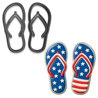 Imagem de Conjunto de sandálias flip-flop, cortador de biscoito - 10 cm de altura, moldes de biscoito com tema de praia para assar no verão (cor aleatória)