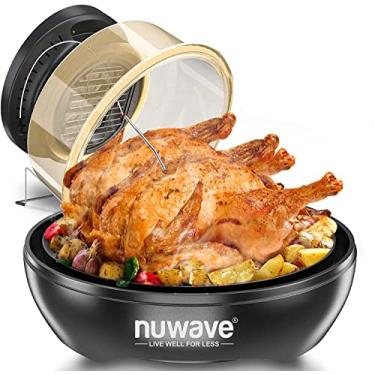 Imagem de NUWAVE Forno de torradeira PRIMO Air Fryer com 100 receitas pré-programadas de um toque, topo de convecção de torradeira de bancada e parte inferior da grelha para cozinhar ao redor; cozinhe congelado ou fresco; grelha, asse