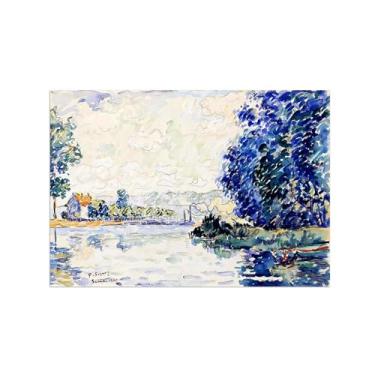 Imagem de Paul Signac Famosas Pinturas-Impressas em Tela-Rio-Moderno Pôster Decoração Sala de Estar e Quarto 50x70cm20x27in Sem Moldura