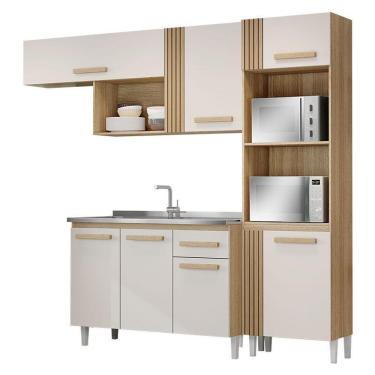 Imagem de Cozinha Compacta Vitória Com Balcão De Pia Atacama Off White - Aramóveis