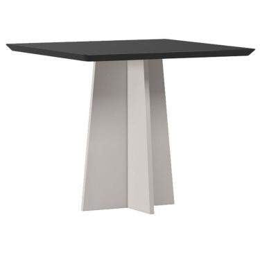 Imagem de Mesa De Jantar Anitta 90x90 Cm Com Vidro Off White Preto – New Ceval