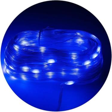 Imagem de Led Pisca Linha Com 20 Metros Lâmpadas Tomada A Prova D'Água 8 Modos Natal Ano Novo Premium 110V (Azul)