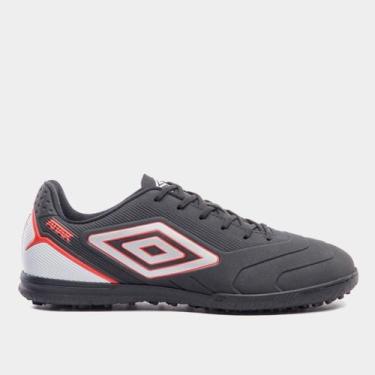 Imagem de Chuteira Society Umbro Attak III Unissex, Preto, Cinza, 40