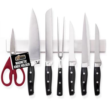 Imagem de GORILLA GRIP Suporte magnético de aço inoxidável para parede, barra magnética multiuso para facas, ferramentas, materiais de arte, tira resistente comporta até 2,7 kg, organizador de cozinha