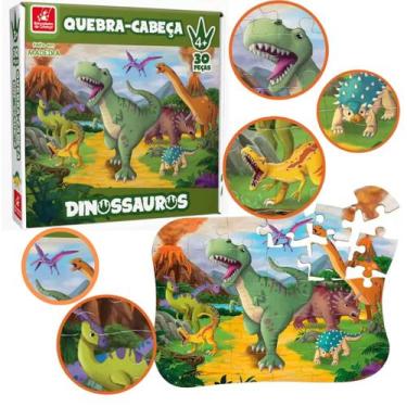 Imagem de Quebra-Cabeça Dinossauros 30 Peças - Educativo, Divertido e Durável - 