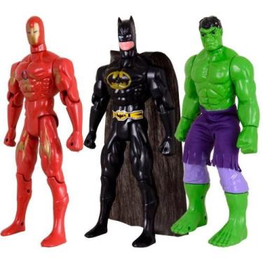 Imagem de Kit Trio Brinquedo Incrível Hulk Batmam Traje Homem De Ferro - OUTRAS 