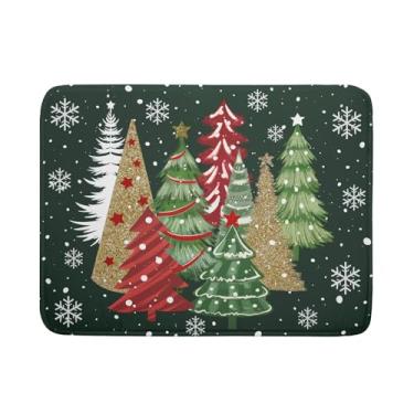 Imagem de Kawani Tapetes de Secagem de Pratos de Natal 18X24, Fazenda Ouro Vermelho Pinheiros de Natal Inverno Feriado Lavável Microfibra Absorvente Escorredor de Pratos Almofada para Máquin (18" X 24")