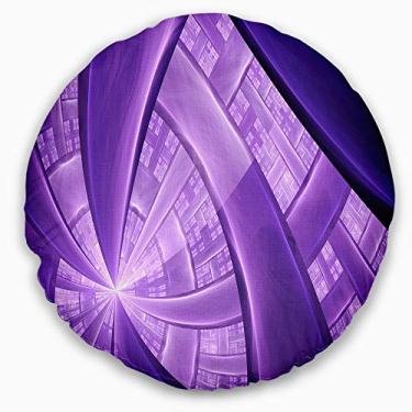Imagem de Designart Purple Fractal Exotic Plant Hasts' Abstrato Manta Redonda Sala de Estar, Sofá, Almofada + Capa de Almofada Estampada em ambos os lados 50,8 cm