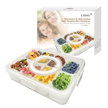 Imagem de Bandeja de servir lanches com tampa, lava-louças e micro-ondas, caixa de lanche de 8 compartimentos para frutas, vegetais e lanches – pacote portátil de lanche e bandeja de vegetais para viagens