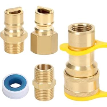 Imagem de Kit de acessórios de conexão rápida de gás natural QDD LP de 1/2 polegada, conexões de conexão rápida de propano de gás natural, latão sólido com capa contra poeira