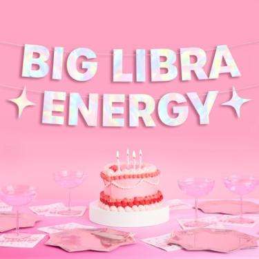 Imagem de xo, Fetti Big Libra Energy Faixa de alumínio iridescente para festa de aniversário – 1,5 m | Zodiac Libra, Horóscopo, Astrologia Bday Decorações Presente
