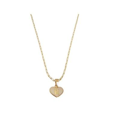 Imagem de Colar Cartier 50Cm Coração Branco Letra H Banhado Ouro 18K - Anaisa Se