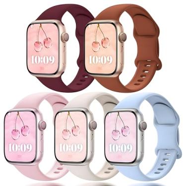 Imagem de Pulseira para Apple Watch Series 11 10 9 8 7 6 5 4 3 2 1 SE Ultra, para iWatch 42mm(Series 3 2 1) 44mm 45mm 46mm 49mm, pulseira esportiva de silicone à prova d'água para homens mulheres, 5 Pacote
