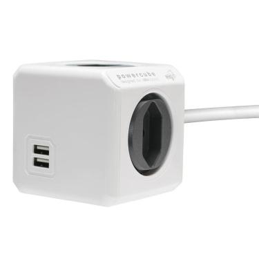 Imagem de Power Cube Adaptador 4 tomadas e 2 usb 3m Cinza - ELG