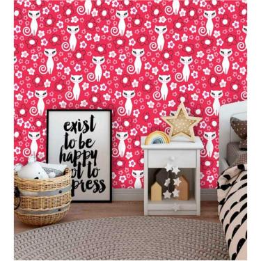 Imagem de Papel de Parede Infantil Auto Adesivo Lavável Gatinha