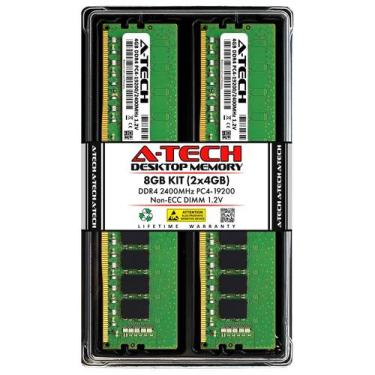 Imagem de Módulos de memória RAM A-Tech 8GB (2x4GB) DDR4 2400MHz UDIMM