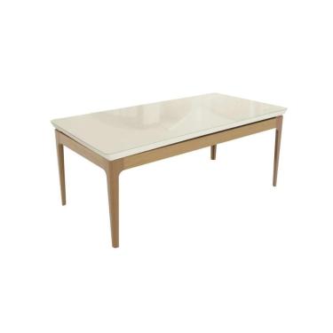 Imagem de Mesa de Sala Jantar Mira Madeira Maciça c/ Tampo Madeirado c/ Vidro 200x100cm Carvalho/Off White - Kappesberg