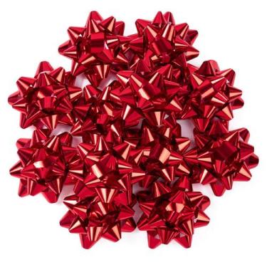 Imagem de Laços de presente WRAPAHOLIC, pacote com 12, 10 cm, vermelhos metálico