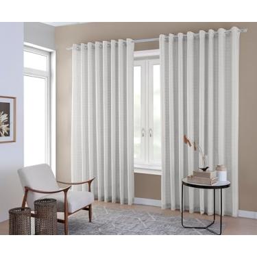 Imagem de Cortina Beatriz Blackout com Voil Xadrez 1,80m x 2,80m, Forro em PVC que Bloqueia 100% da Luz e Raios UV, Protege Móveis e Piso, Design Elegante e Sofisticado, Pronta para Instalar – MC Cortinas