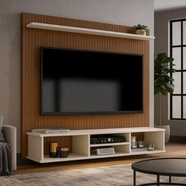 Imagem de Painel Ripado para TVs de até 50 Polegadas com Nicho e Prateleira Idea