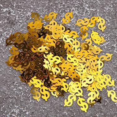 Imagem de ZJchao Chips de Confete, Flor de Confete de Formatura PVC 60g de Arremesso Com o Versátil de Arremesso, Feito de Material de PVC Confiável para Decoração de Mesa, Faça você Mesmo (cifrão dourado)