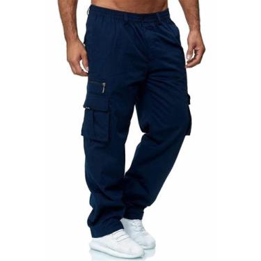 Imagem de Calça cargo masculina casual, leve, tática, caminhada, corrida, ajuste