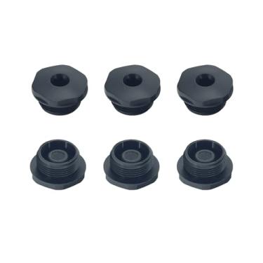 Imagem de Tomada sextavada de nylon NPT 3/4 à prova d'água, pacote com 6, encaixe rosqueado à prova de poeira para encanamento e uso industrial (preto)