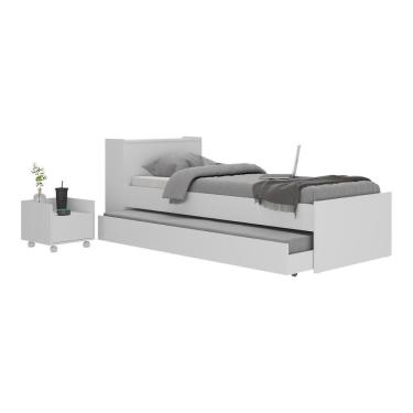 Imagem de Conjunto Quarto Bicama Com Colchão E Baú/mesa De Cabeceira Multimóveis Mp4223 Branco Branco